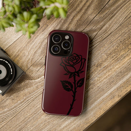Black Rose Burgundy iPhone Case | Dark Aesthetic Shockproof Protective Cover