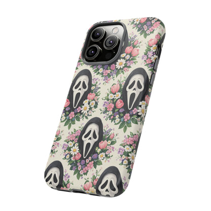Floral Ghost Face Aesthetic Phone Case – Cute Spooky Tough Cover