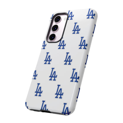 Blue LA Monogram Pattern Phone Case | Minimal Baseball Inspired Tough Cover