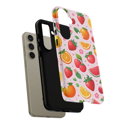 Fruit Phone Case – Tough Shockproof, Strawberry Cherry Citrus Summer Design for Iphone, Samsung Galaxy and Pixel