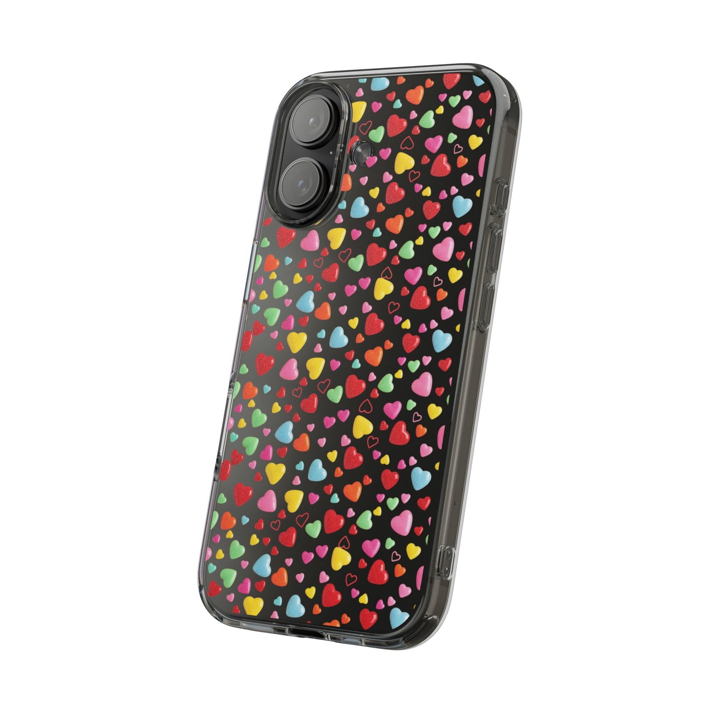 Colorful Heart Clear Phone Case | Impact-Resistant Valentine Aesthetic Case