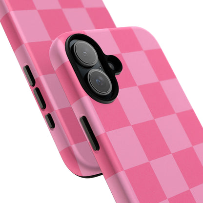 Pink Checkerboard Phone Case | Cute Aesthetic Checkered iPhone & Samsung Tough Case