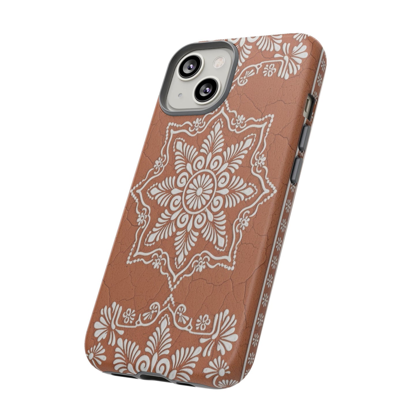 Talavera Terracotta Phone Case | Mexican Floral Pattern iPhone & Samsung Tough Case | Boho Clay Aesthetic Cover