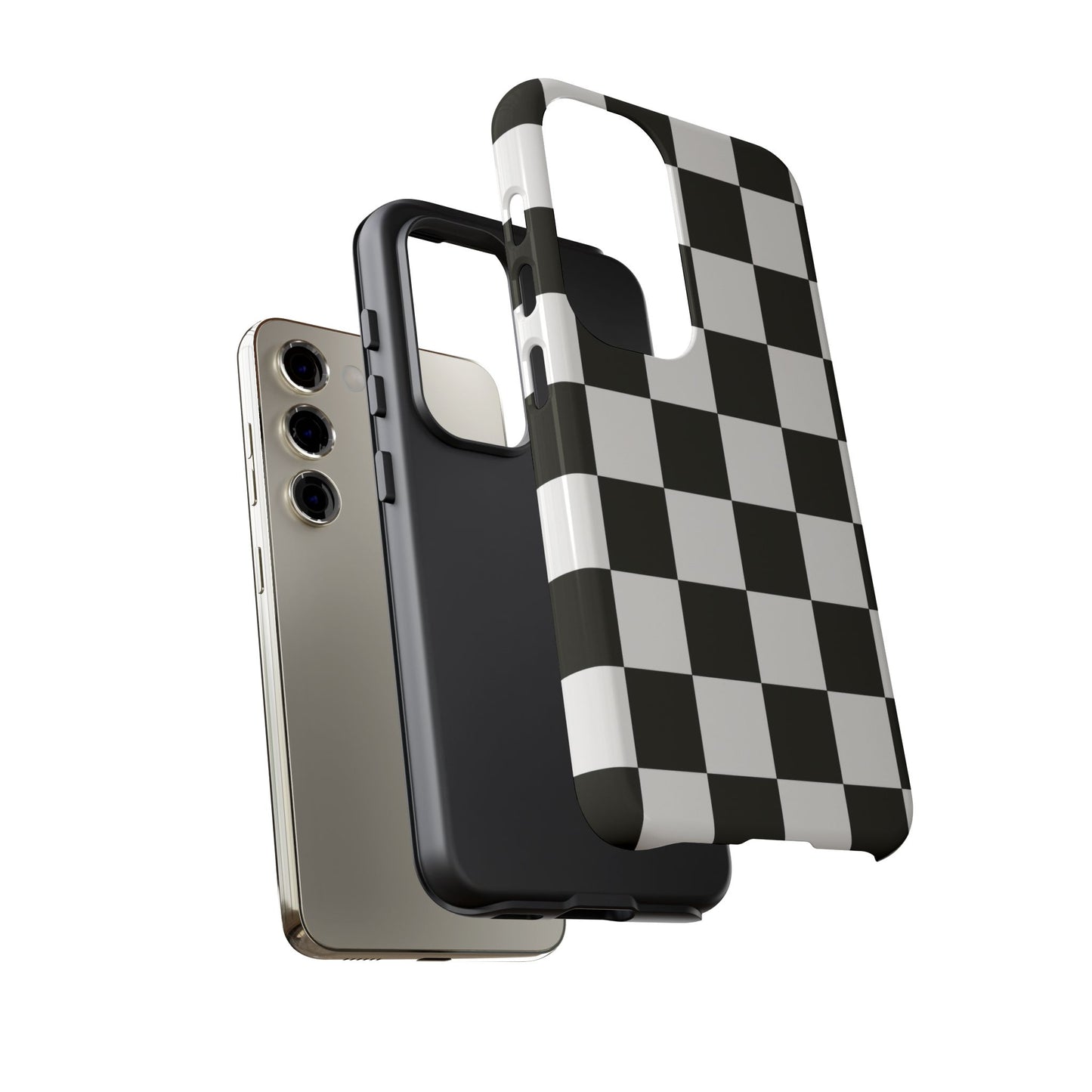 Black & White Checkerboard Phone Case – Classic Aesthetic Tough Protective Case