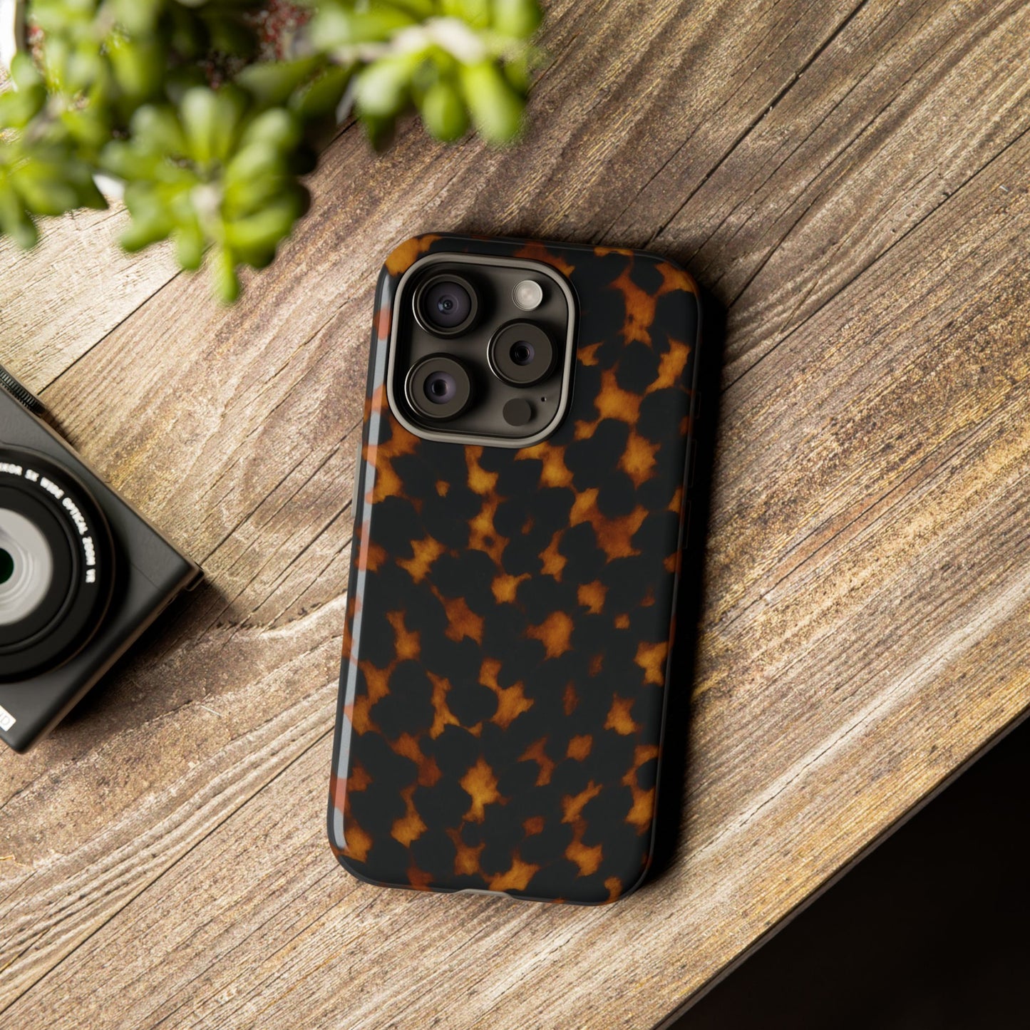 Tortoiseshell Pattern Tough Phone Case | Classic Leopard-Style Protective Cover