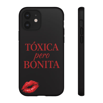 Toxica Pero Bonita Phone Case, Latina Quote Case, Red Lips Aesthetic, Spanish Saying Case, Trendy Tough Cover
