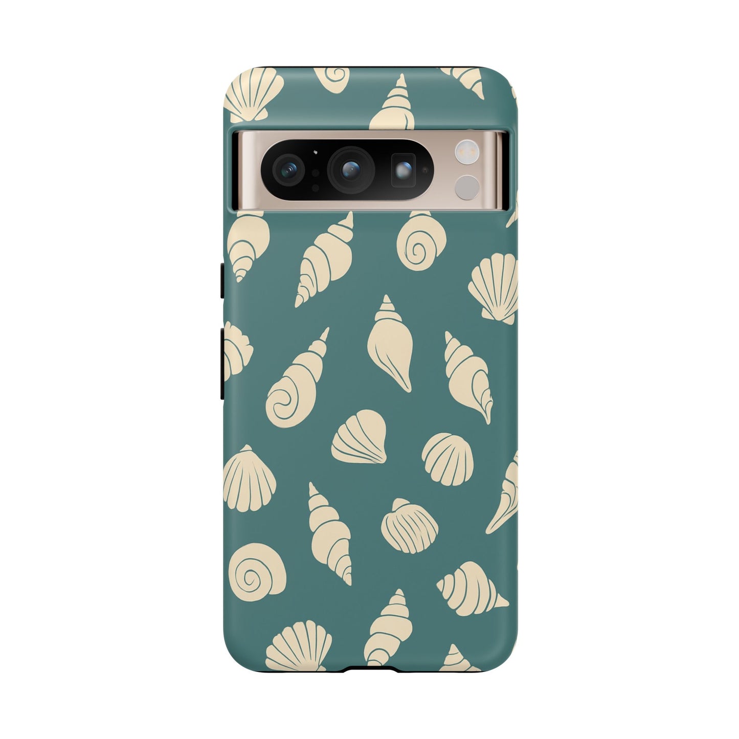 Seashell Pattern Phone Case | Teal Coastal Shells Tough Case for Iphone, Samsung Galaxy and Pixel