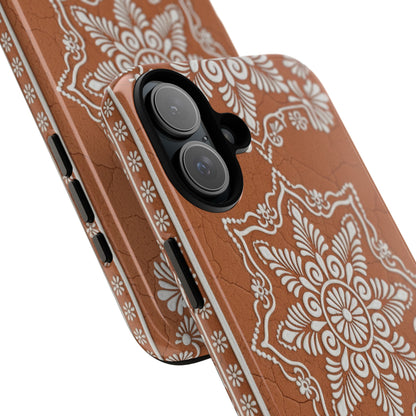 Talavera Terracotta Phone Case | Mexican Floral Pattern iPhone & Samsung Tough Case | Boho Clay Aesthetic Cover