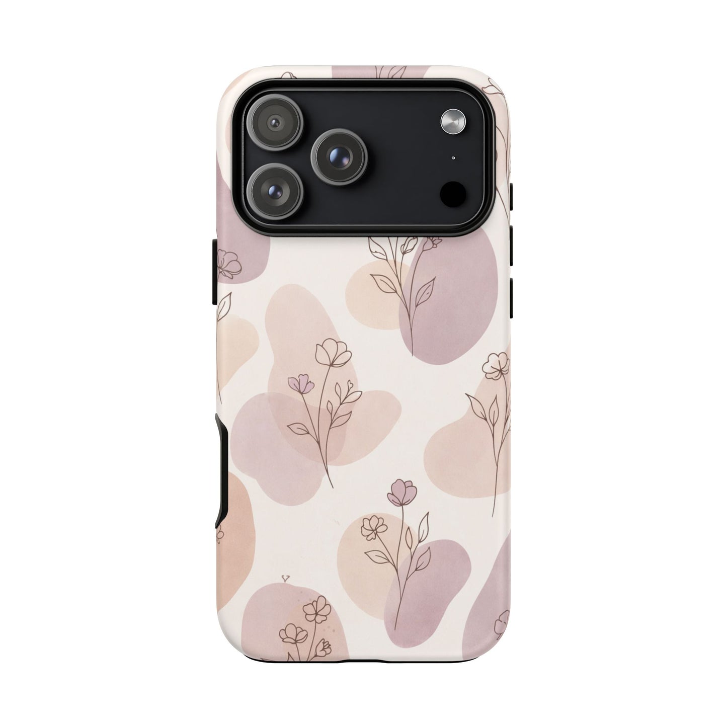 Blush Floral Phone Case Neutral Botanical Watercolor Tough Cover
