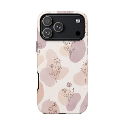 Blush Floral Phone Case Neutral Botanical Watercolor Tough Cover