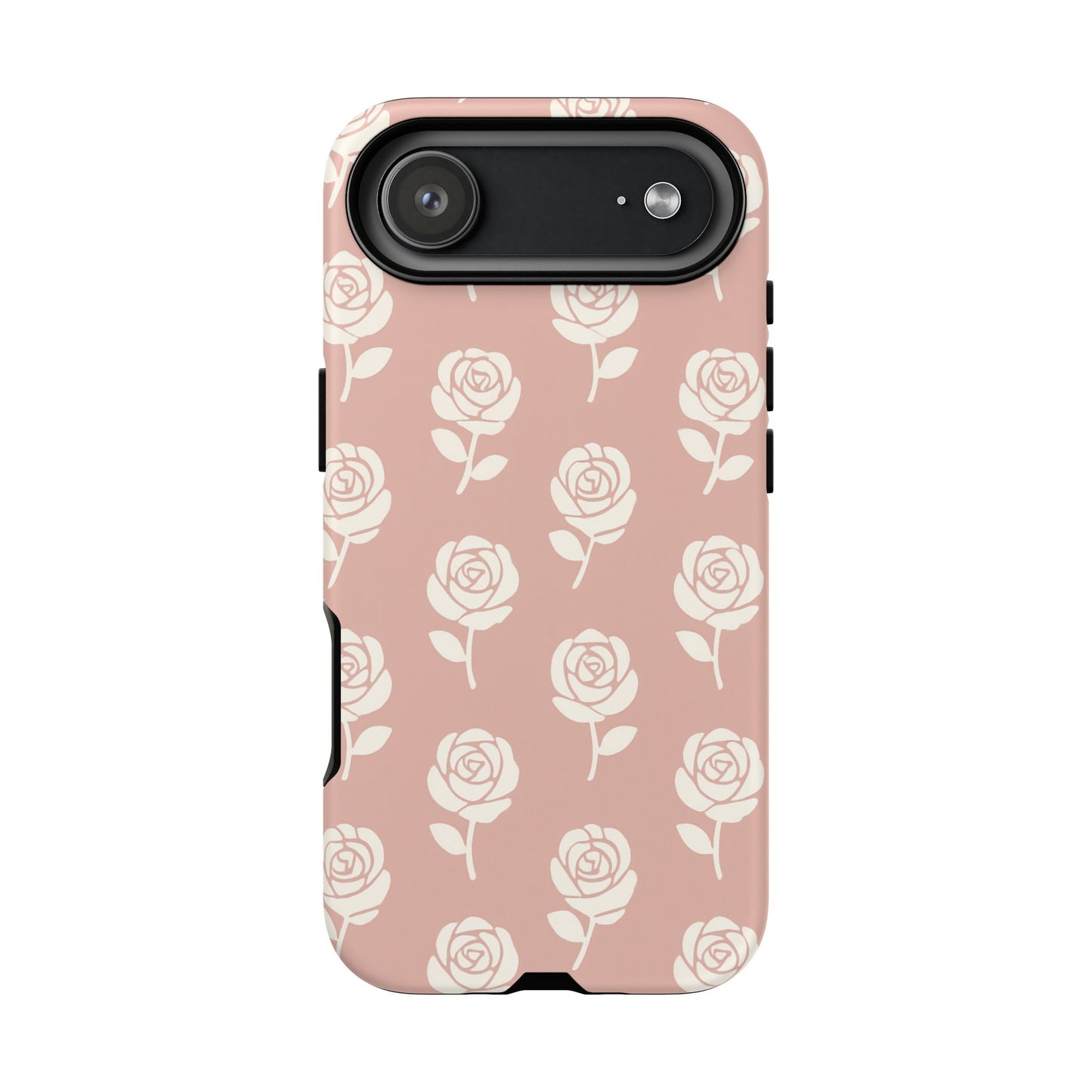 White Rose Pattern Tough Phone Case | Elegant Floral Aesthetic Case for Iphone, Samsung Galaxy and Pixel