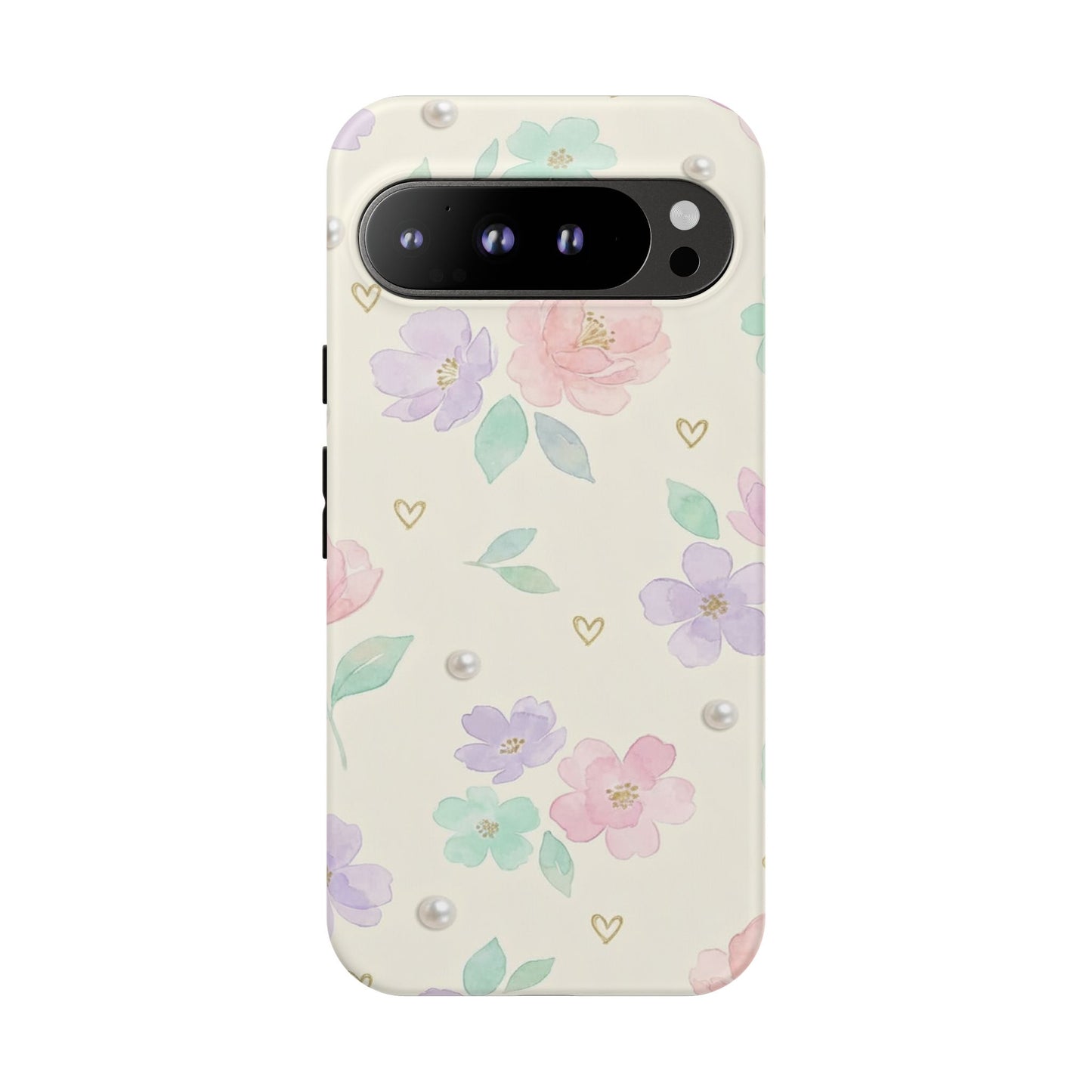 Pastel Floral Phone Case – Coquette Watercolor Flower Hearts Tough Case (iPhone, Samsung, Pixel)