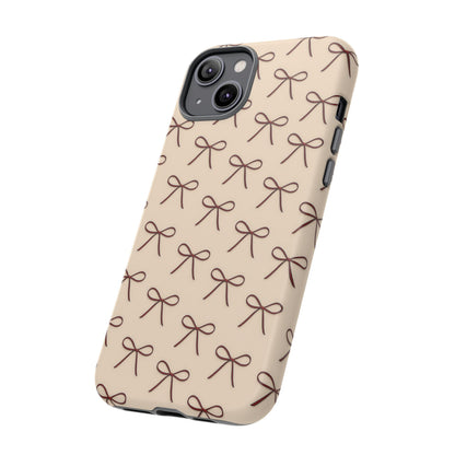 Coquette Bow Phone Case | Neutral Beige Aesthetic iPhone & Samsung Tough Case