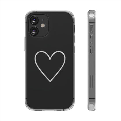 Minimal Hand-Drawn Heart Clear Phone Case | Aesthetic Clear Protective Case