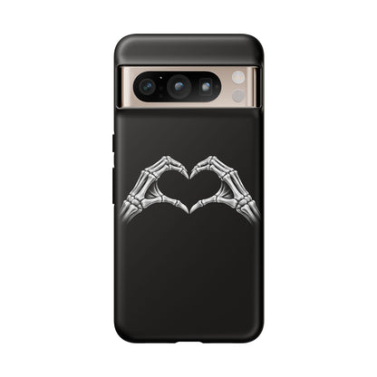 Skeleton Hands Heart Phone Case | Gothic Black Protective Cover