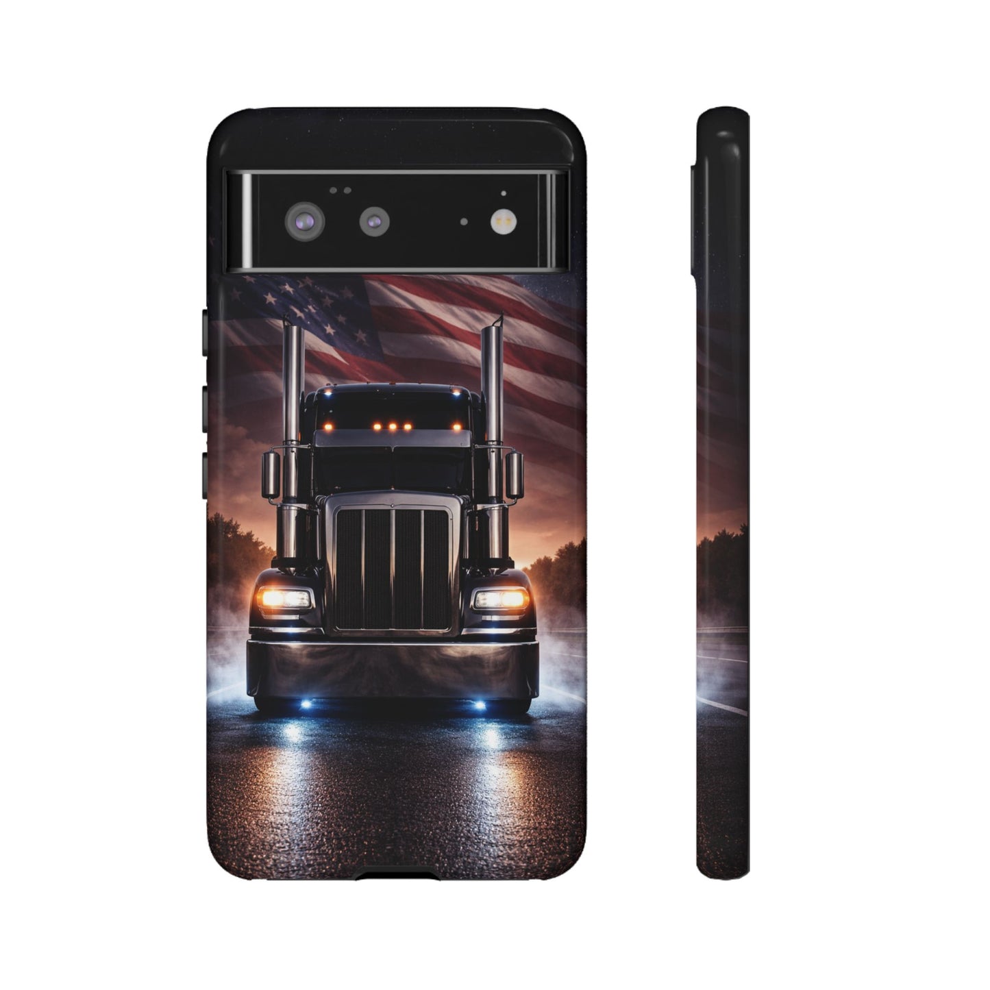 Semi Truck Phone Case American Flag Big Rig Trucker Gift iPhone Samsung