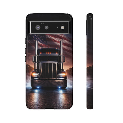 Semi Truck Phone Case American Flag Big Rig Trucker Gift iPhone Samsung