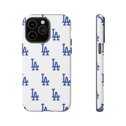 Blue LA Monogram Pattern Phone Case | Minimal Baseball Inspired Tough Cover