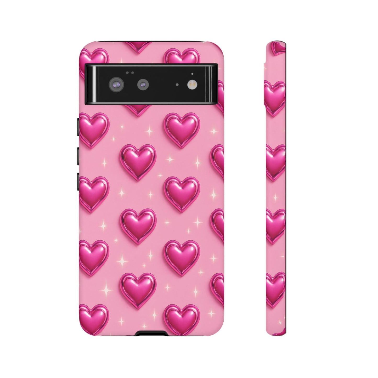 Pink Heart Pattern Phone Case | Tough Protective Case for Iphone, Samsung Galaxy and Pixel