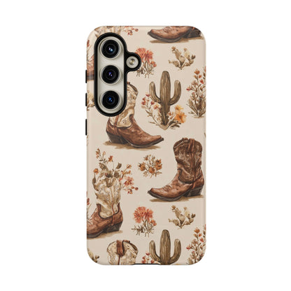 Cowboy Boots Western Phone Case Rustic Cowgirl Cactus Floral iPhone Samsung Pixel