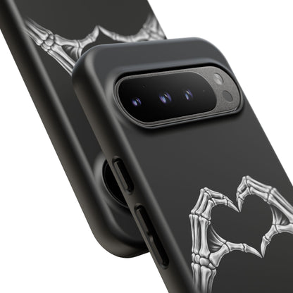 Skeleton Hands Heart Phone Case | Gothic Black Protective Cover