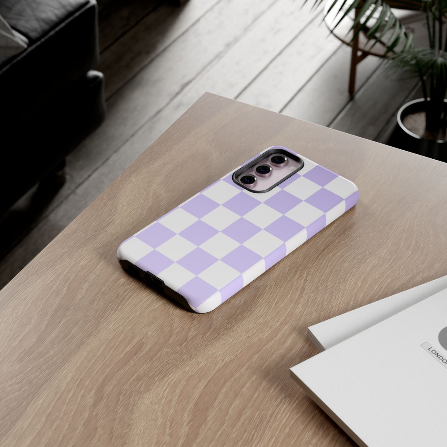 Lavender Checkerboard Phone Case | Pastel Aesthetic Checkered iPhone & Samsung Tough Case