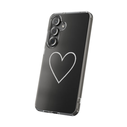 Minimal Hand-Drawn Heart Clear Phone Case | Aesthetic Clear Protective Case