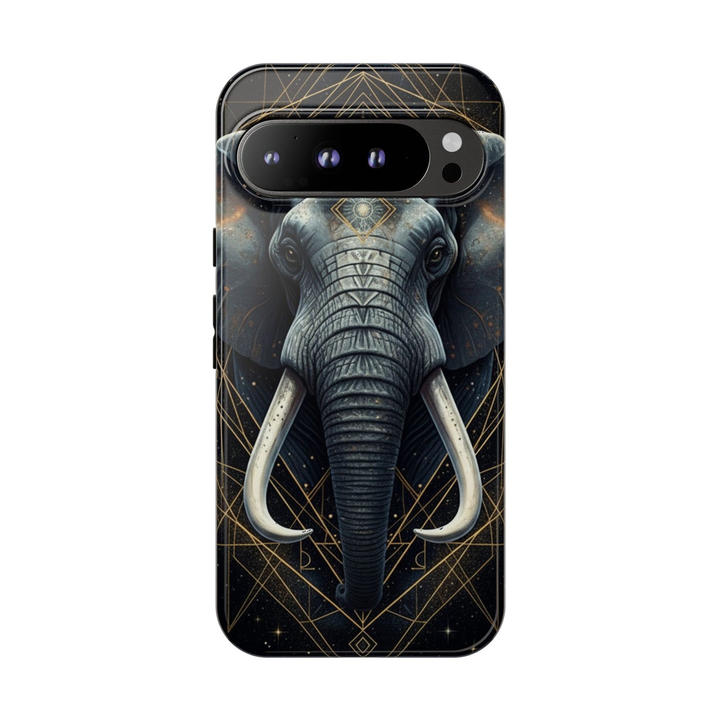 Elephant Mandala Phone Case – Black and Gold Spiritual Elephant Tough Protective Case