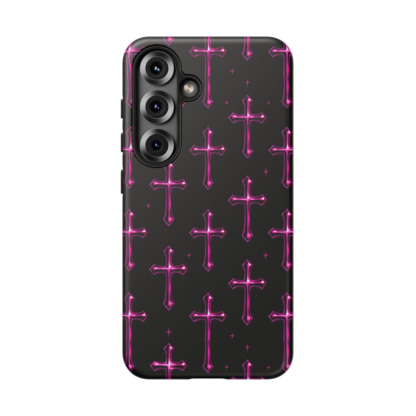 Neon Pink Cross Pattern Phone Case | Tough Protective Case for Iphone, Samsung Galaxy and Pixel