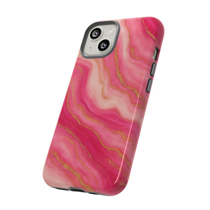 Pink Marble Phone Case | Rose Gold Swirl Aesthetic Tough Protective Case