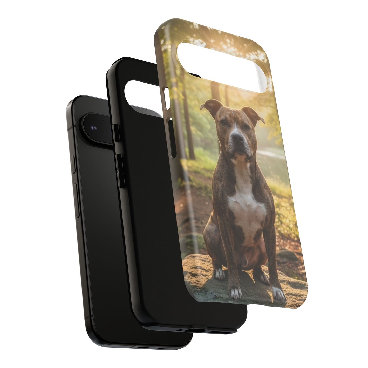 Pitbull Portrait Phone Case | Dog Lover Tough Case, Sunset Forest