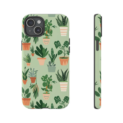 Plant Lover Phone Case | Cute Potted Plants Pattern | Botanical Aesthetic Tough Case