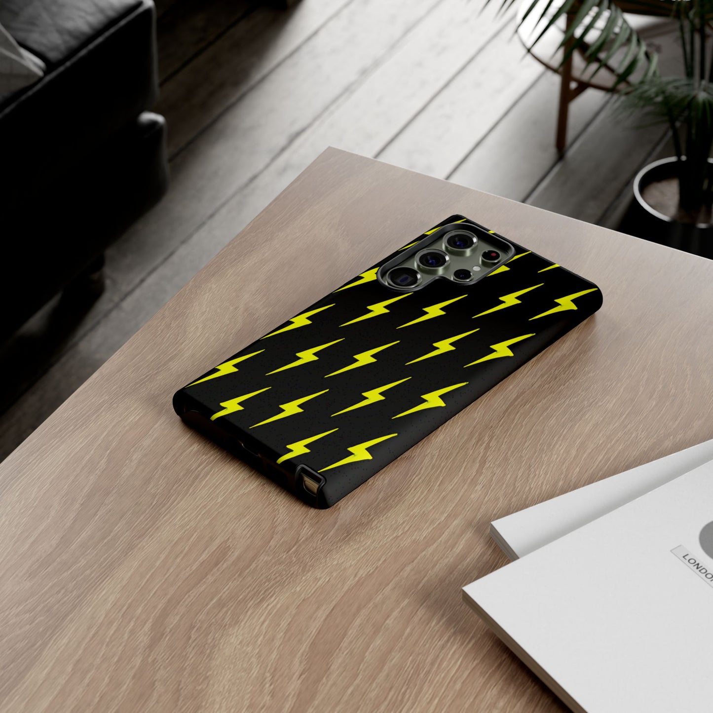 Yellow Lightning Bolt Tough Phone Case | Bold Electric Pattern Case for Iphone, Samsung Galaxy and Pixel