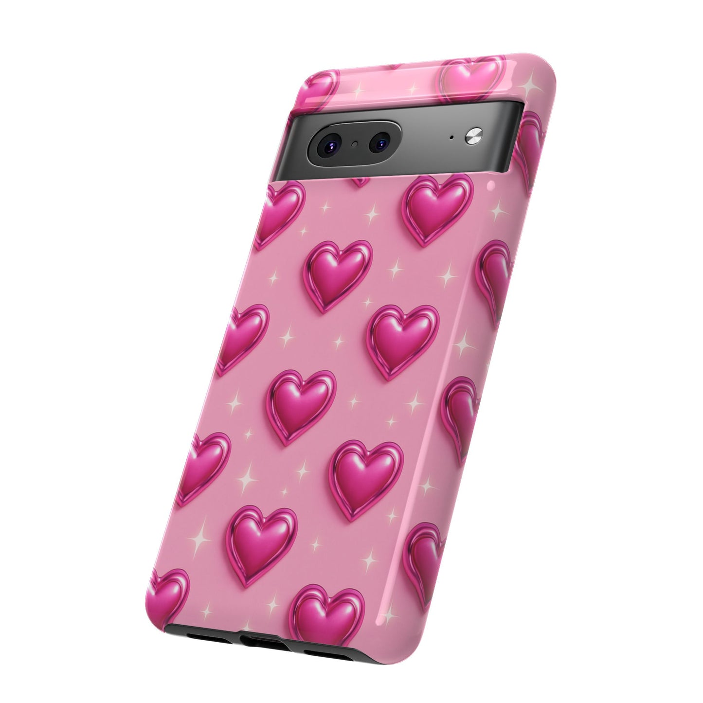 Pink Heart Pattern Phone Case | Tough Protective Case for Iphone, Samsung Galaxy and Pixel