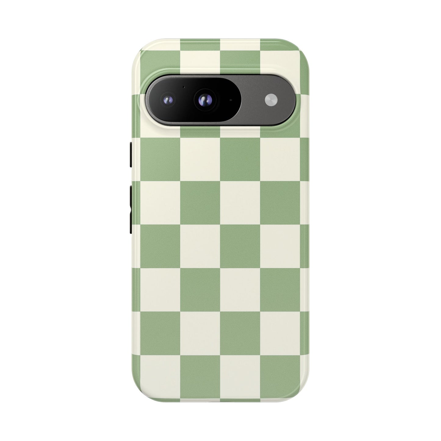 Sage Green Checkerboard Phone Case | Minimal Aesthetic Tough Case