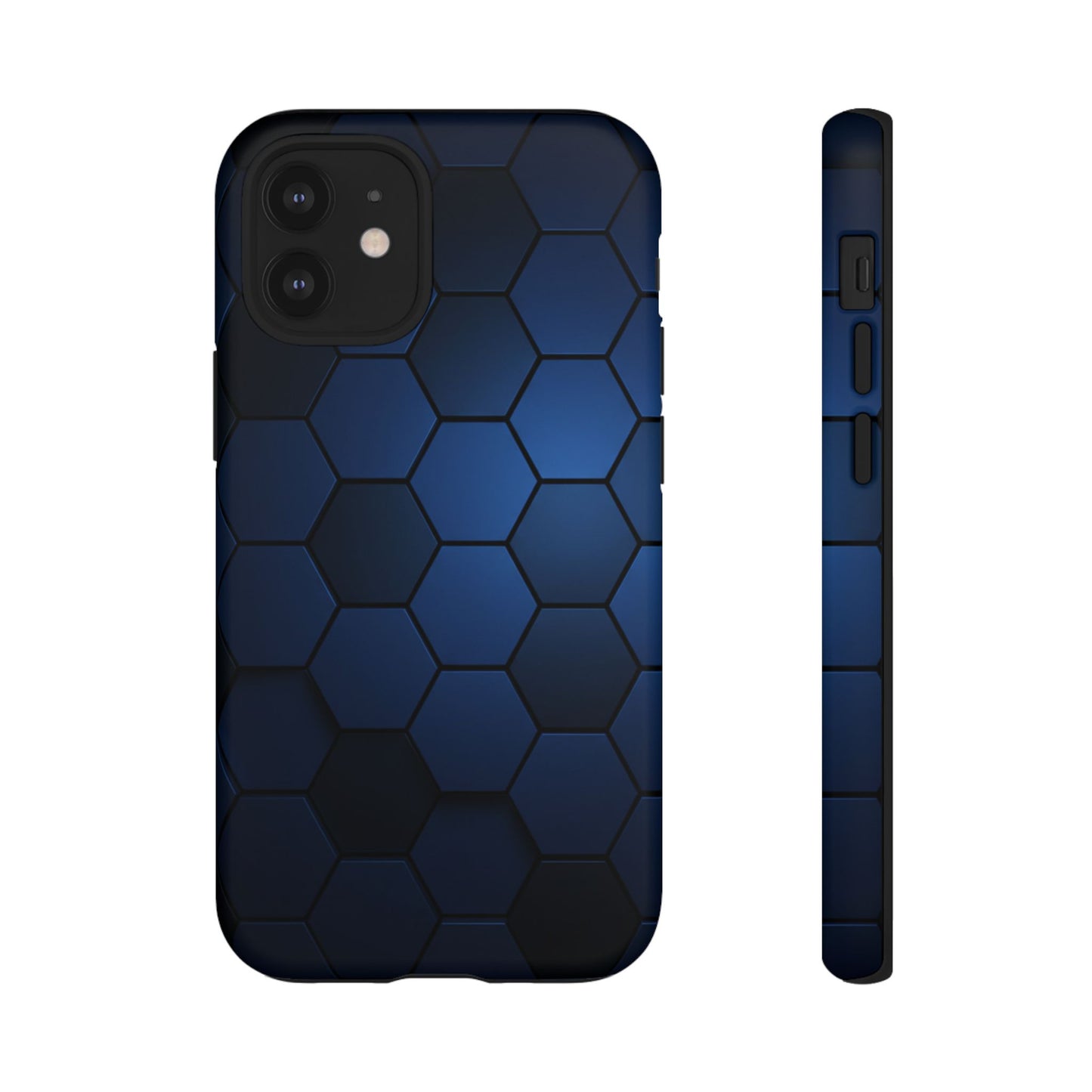 Blue Hexagon Gradient Phone Case | Modern Honeycomb Tough Protective Case