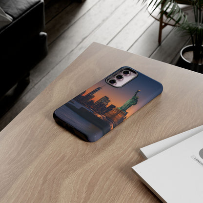 Statue of Liberty Sunset Phone Case – New York City Skyline Travel Aesthetic Tough Case