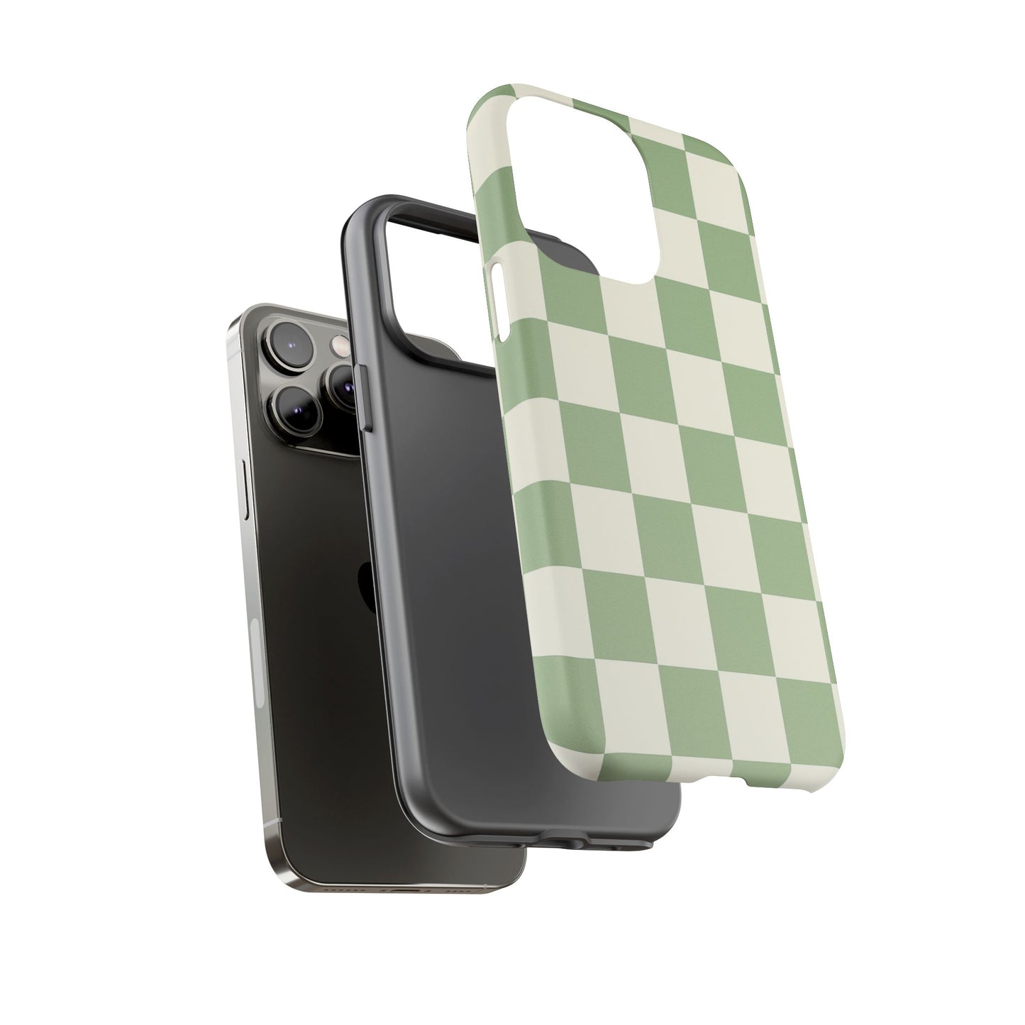 Sage Green Checkerboard Phone Case | Minimal Aesthetic Tough Case