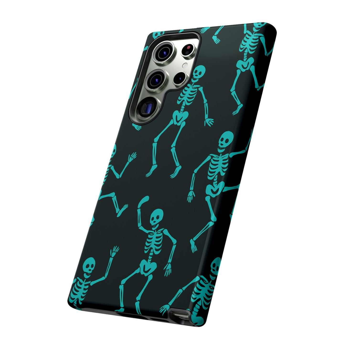Dancing Teal Skeletons Phone Case | Tough Protective Case for Iphone, Samsung Galaxy and Pixel