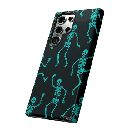 Dancing Teal Skeletons Phone Case | Tough Protective Case for Iphone, Samsung Galaxy and Pixel
