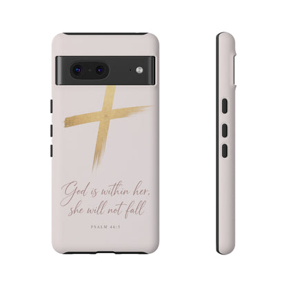 Psalm 46:5 God Is Within Her Christian Cross Phone Case Faith Gift