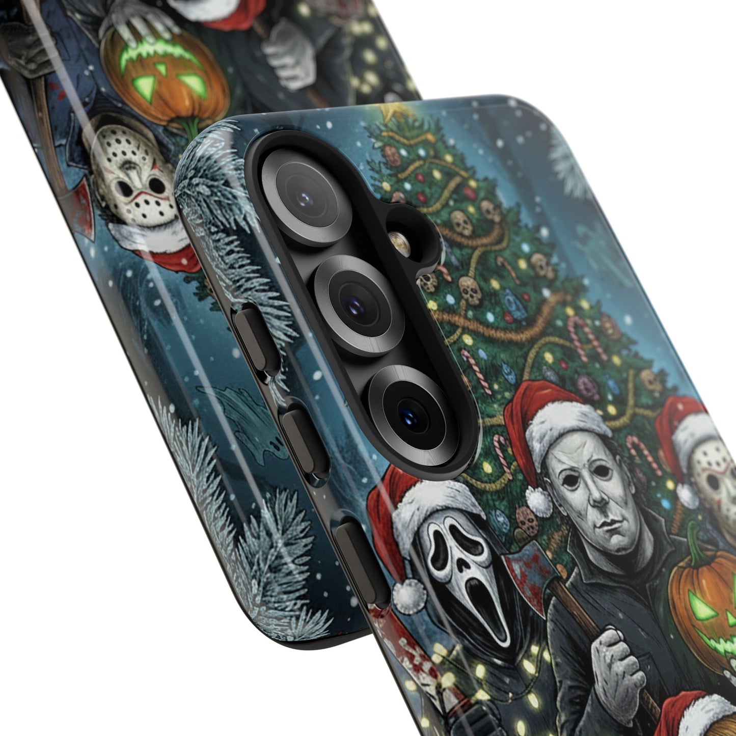 Christmas Horror Phone Case – Festive Slasher Collage Tough Case (iPhone, Samsung, Pixel)
