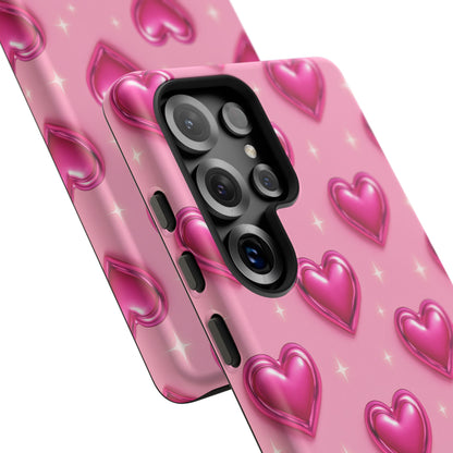 Pink Heart Pattern Phone Case | Tough Protective Case for Iphone, Samsung Galaxy and Pixel