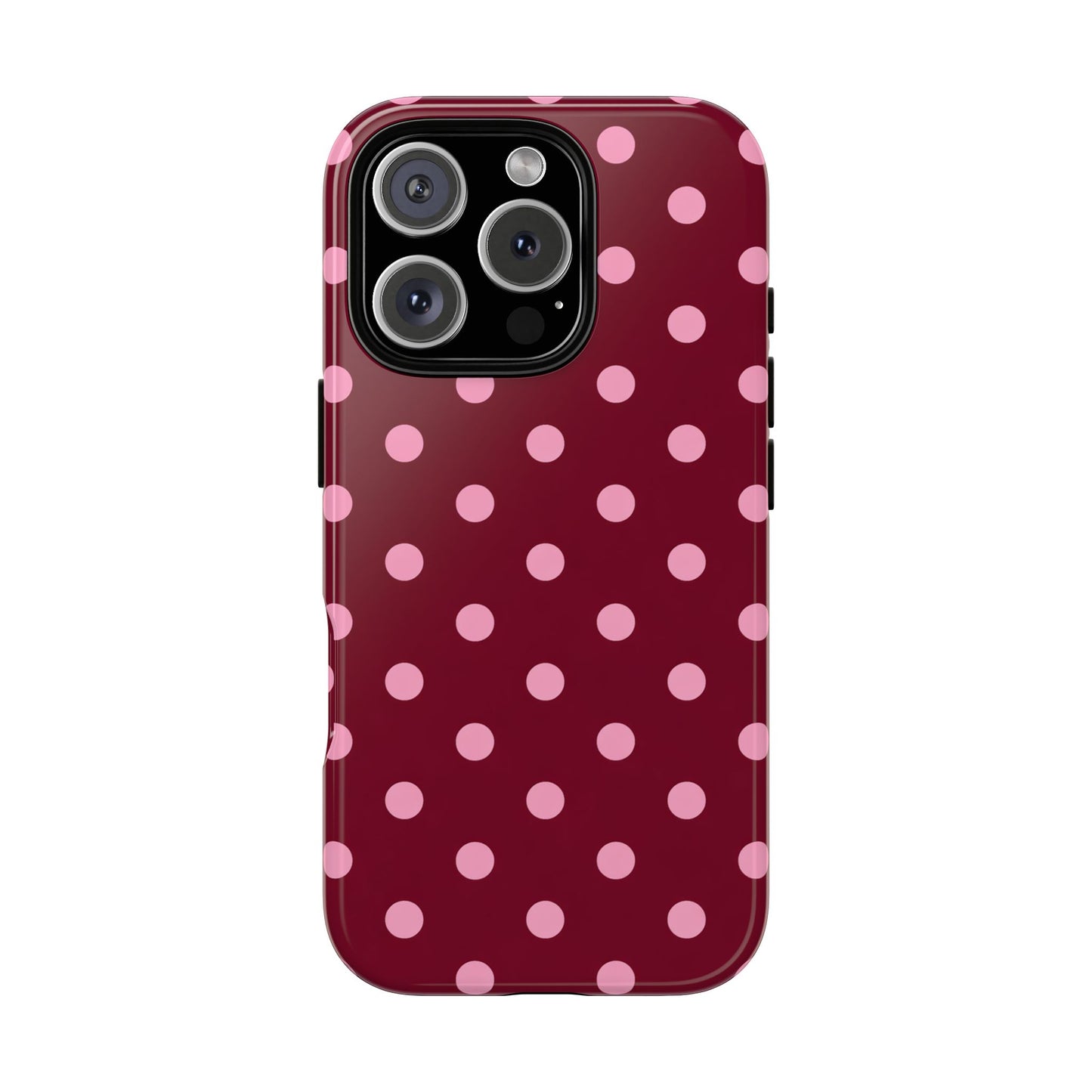 Pink Polka Dot Phone Case – Cute Aesthetic Tough Protective Phone Cover for Iphone, Samsung Galaxy and Pixel