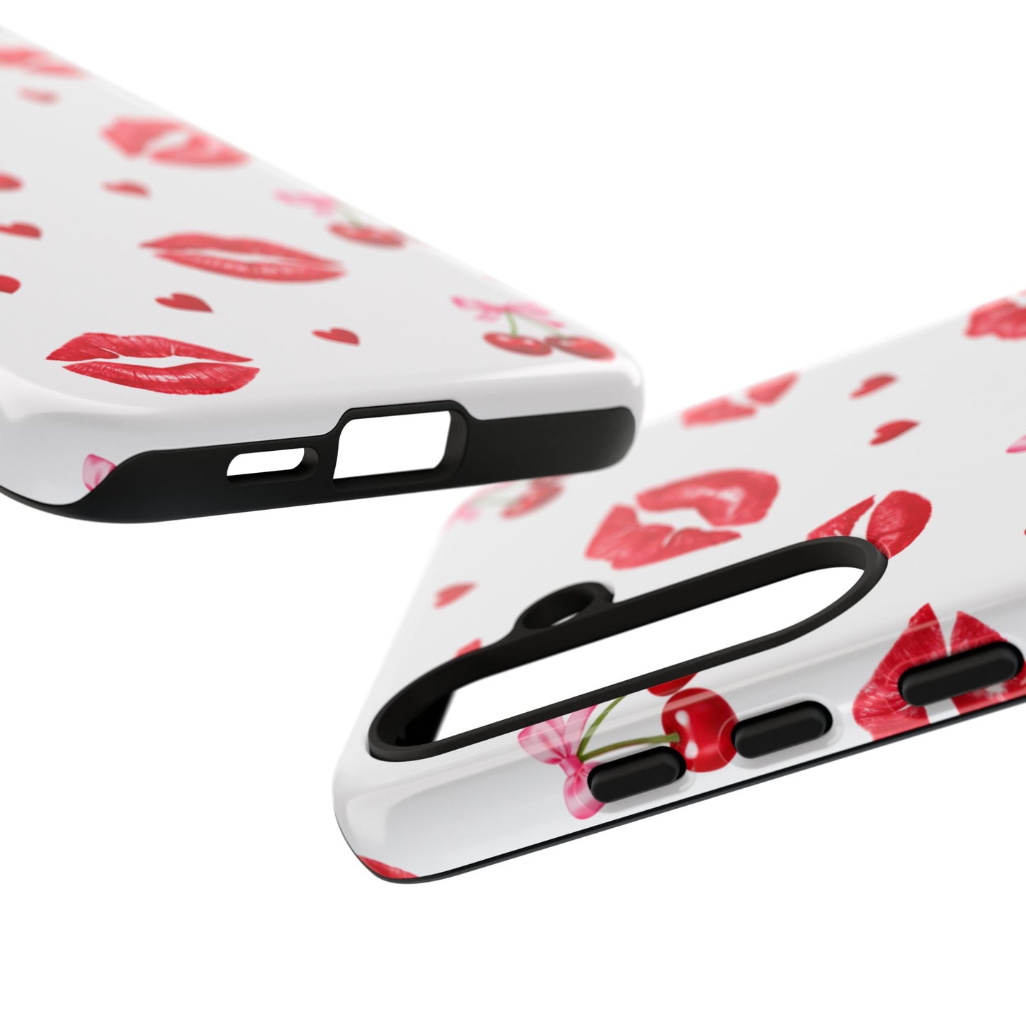 Red Lips & Cherry Phone Case – Y2K Retro Aesthetic Tough Cover