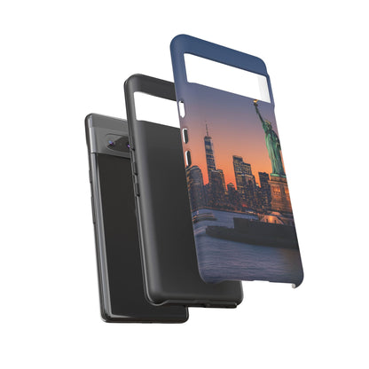 Statue of Liberty Sunset Phone Case – New York City Skyline Travel Aesthetic Tough Case