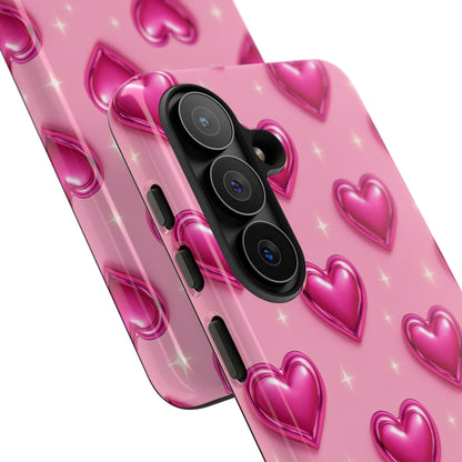 Pink Heart Pattern Phone Case | Tough Protective Case for Iphone, Samsung Galaxy and Pixel