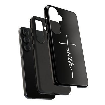 Faith Cross Phone Case, Christian Aesthetic Minimalist Black Matte Case, Religious Gift iPhone Samsung Cover