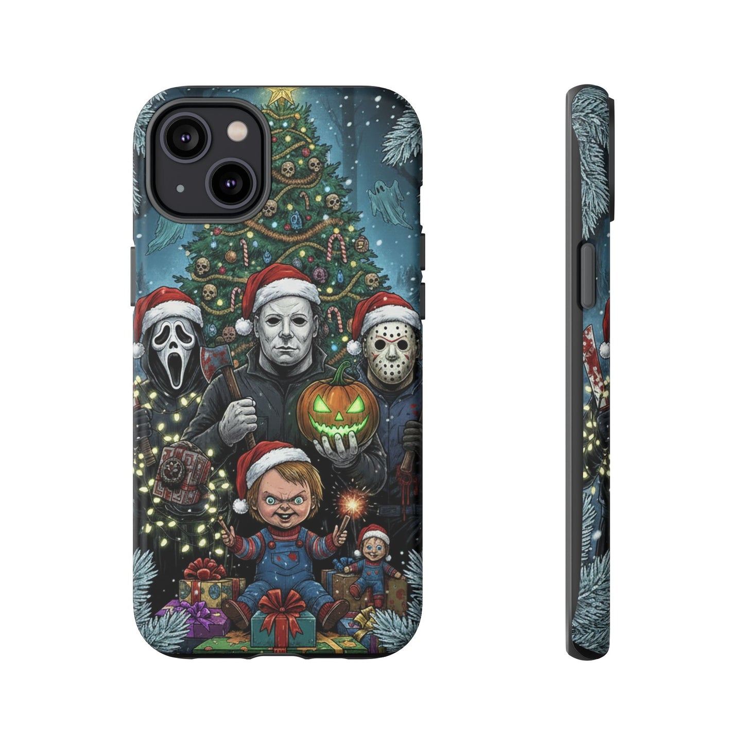 Christmas Horror Phone Case – Festive Slasher Collage Tough Case (iPhone, Samsung, Pixel)
