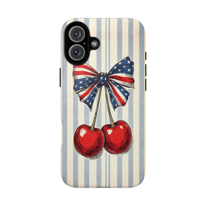 Patriotic Cherry Phone Case Americana Coquette Aesthetic iPhone Samsung